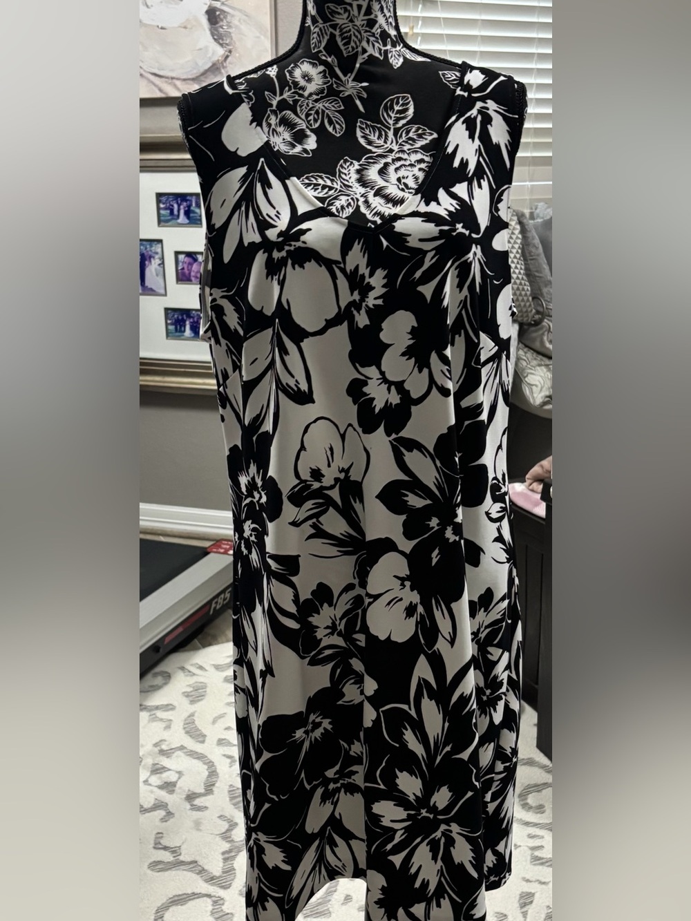 Boston Proper Black and White Floral Dress